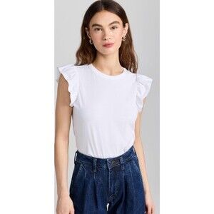 Paige Designer Women's White Erissa Cotton Flutter Sleeve Tee Top NWT MEDIUM